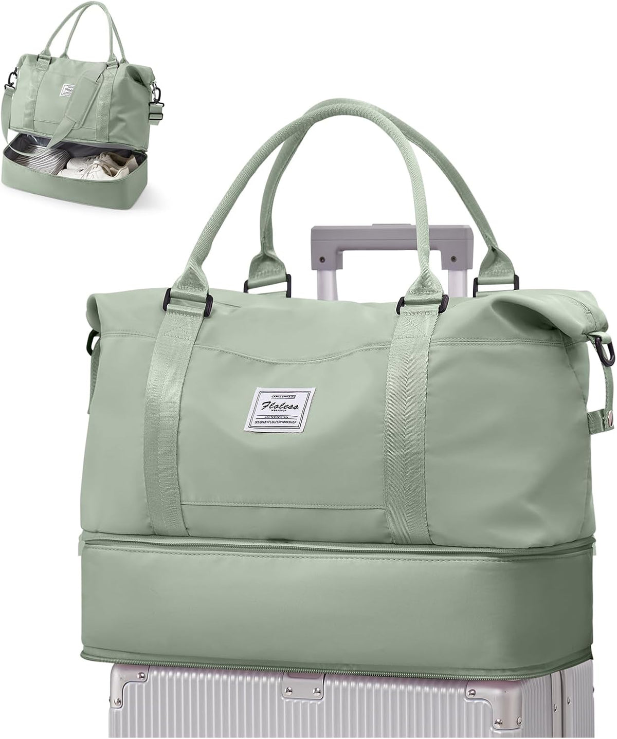Travel Duffel Bag, 18x14x8 Inches Travel Bag Spirit with Shoes Compartment, Weekender Overnight Bag for Women with Trolley Sleeve, Carry On Bag for Airplanes Sport Tote Gym Bag Black - Colors A