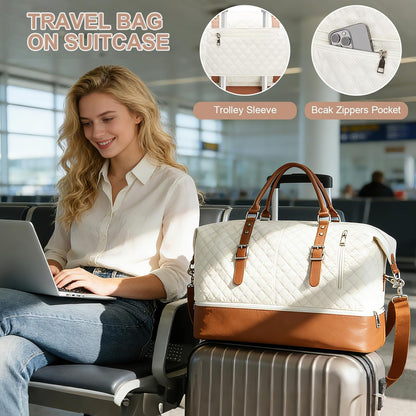 Travel Duffel Bag, 18x14x8 Inches Travel Bag Spirit with Shoes Compartment, Weekender Overnight Bag for Women with Trolley Sleeve, Carry On Bag for Airplanes Sport Tote Gym Bag Black - Colors A
