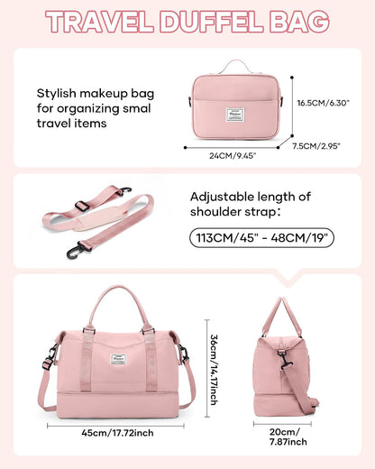 Travel Duffel Bag, 18x14x8 Inches Travel Bag Spirit with Shoes Compartment, Weekender Overnight Bag for Women with Trolley Sleeve, Carry On Bag for Airplanes Sport Tote Gym Bag Black - Colors A