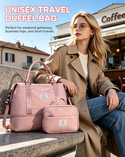 Travel Duffel Bag, 18x14x8 Inches Travel Bag Spirit with Shoes Compartment, Weekender Overnight Bag for Women with Trolley Sleeve, Carry On Bag for Airplanes Sport Tote Gym Bag Black - Colors A