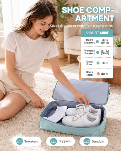 Travel Duffel Bag, 18x14x8 Inches Travel Bag Spirit with Shoes Compartment, Weekender Overnight Bag for Women with Trolley Sleeve, Carry On Bag for Airplanes Sport Tote Gym Bag Black - Colors A