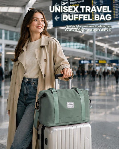 Travel Duffel Bag, 18x14x8 Inches Travel Bag Spirit with Shoes Compartment, Weekender Overnight Bag for Women with Trolley Sleeve, Carry On Bag for Airplanes Sport Tote Gym Bag Black - Colors A