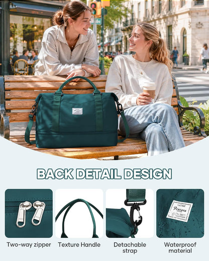 Travel Duffel Bag, 18x14x8 Inches Travel Bag Spirit with Shoes Compartment, Weekender Overnight Bag for Women with Trolley Sleeve, Carry On Bag for Airplanes Sport Tote Gym Bag Black - Colors A
