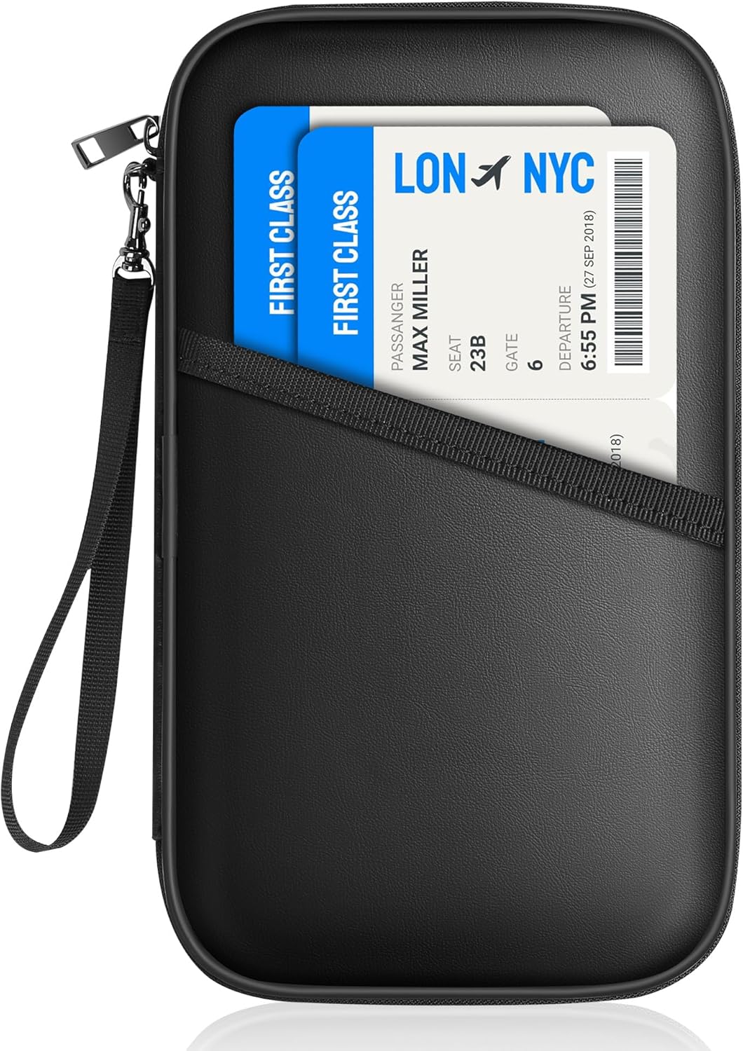 2500℉ Fireproof Family Passport Holder RFID Blocking Upgraded Material | Fireproof Passport Wallet for 4,Travel Document Organizer Case with Zipper for Passport and Card，Black