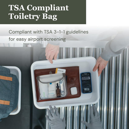 ( TSA Approved Travel Toiletry Bag with Hanging Loop, Travel Quart Bag– Reusable Clear Makeup bags with zipper, Clear Pouch for Travel Essentials, Cosmetic | BPA-Free, Machine Washable - Gray