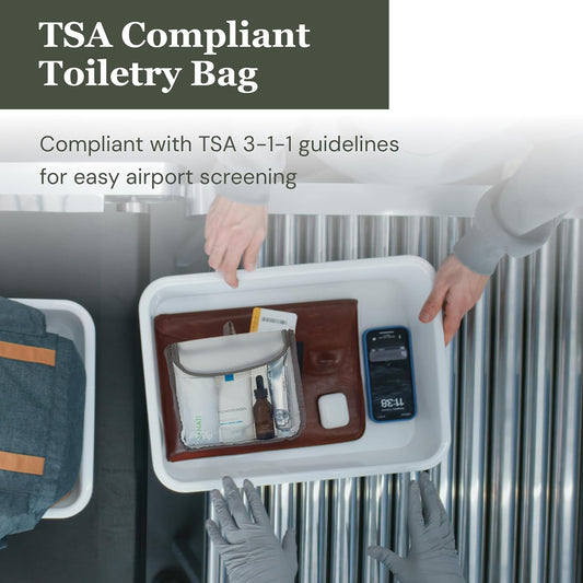 ( TSA Approved Travel Toiletry Bag with Hanging Loop, Travel Quart Bag– Reusable Clear Makeup bags with zipper, Clear Pouch for Travel Essentials, Cosmetic | BPA-Free, Machine Washable - Gray