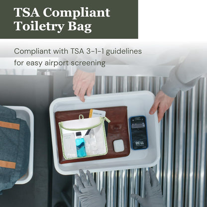 ( TSA Approved Travel Toiletry Bag with Hanging Loop, Travel Quart Bag– Reusable Clear Makeup bags with zipper, Clear Pouch for Travel Essentials, Cosmetic | BPA-Free, Machine Washable - Gray