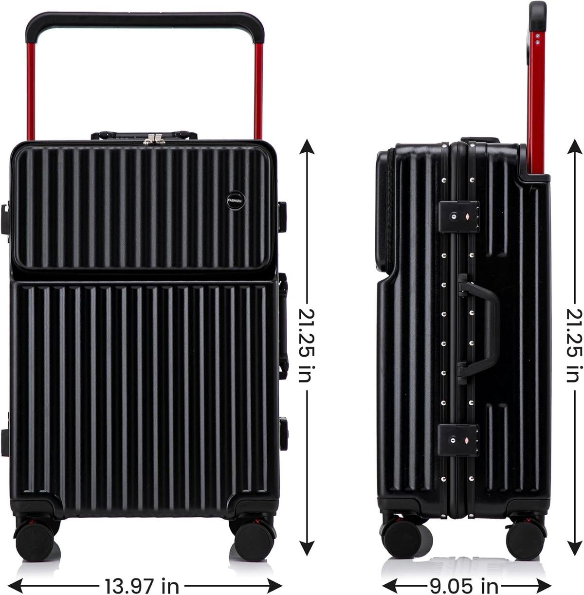 20 Inch Carry On Luggage with Spinner Wheels,Aluminum Frame PC Hard Shell Suitcase with USB Port,Lightweight Travel Luggage Airline Approved for Men Women, White