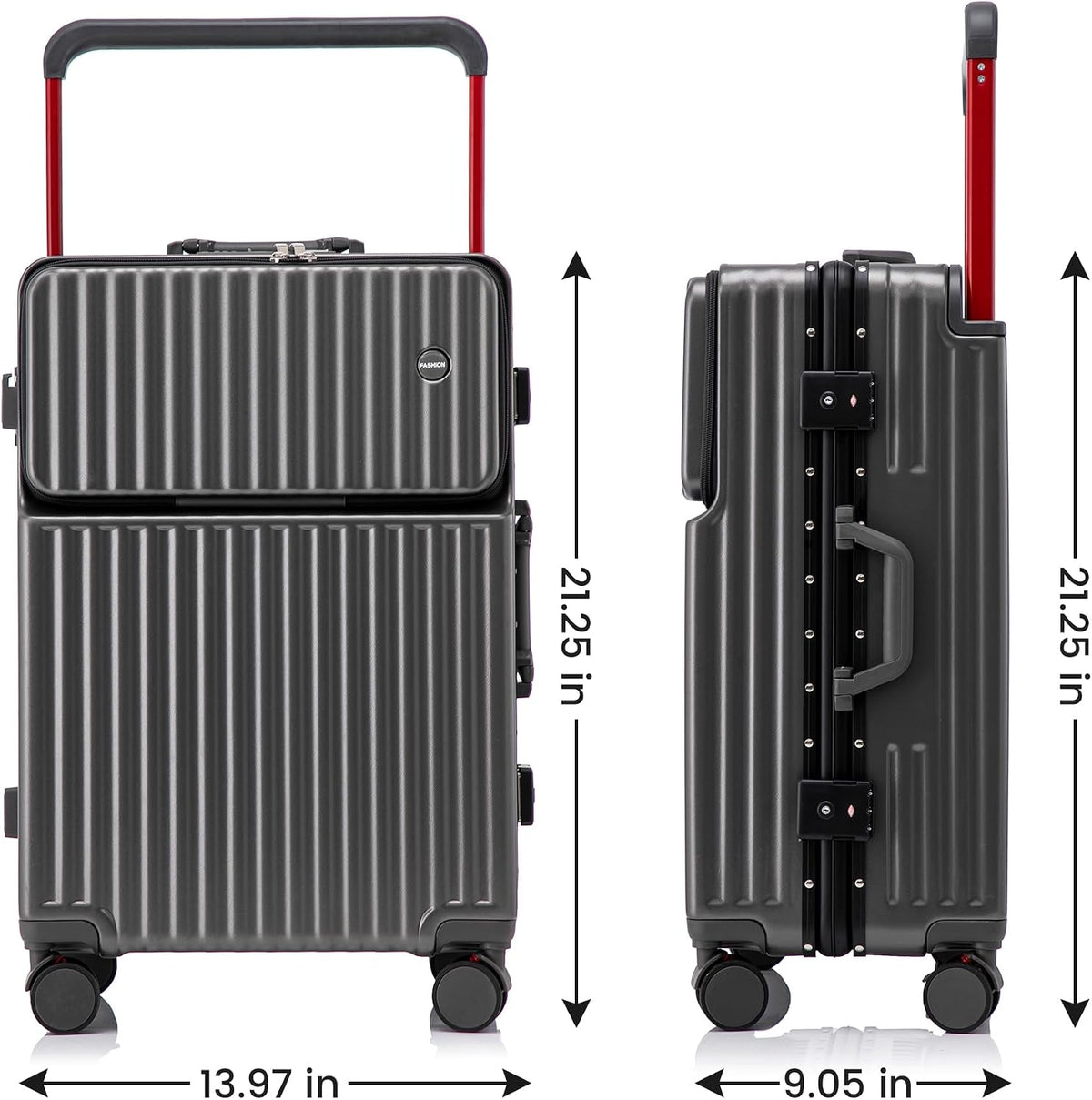20 Inch Carry On Luggage with Spinner Wheels,Aluminum Frame PC Hard Shell Suitcase with USB Port,Lightweight Travel Luggage Airline Approved for Men Women, White