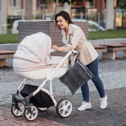 Wet Dry Bag Waterproof Reusable Wet Bag for Swimsuit, Travel, Beach, Pool, Bathing, Diapers, Dirty Yoga Gym Clothes Toiletries Daycare Organizer with Two Zippered Pockets (green leaf)