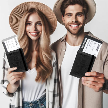 RFID Blocking Passport Holder Wallet – Leather Travel Case with Card Slots, Essential Travel Accessories for Men & Women