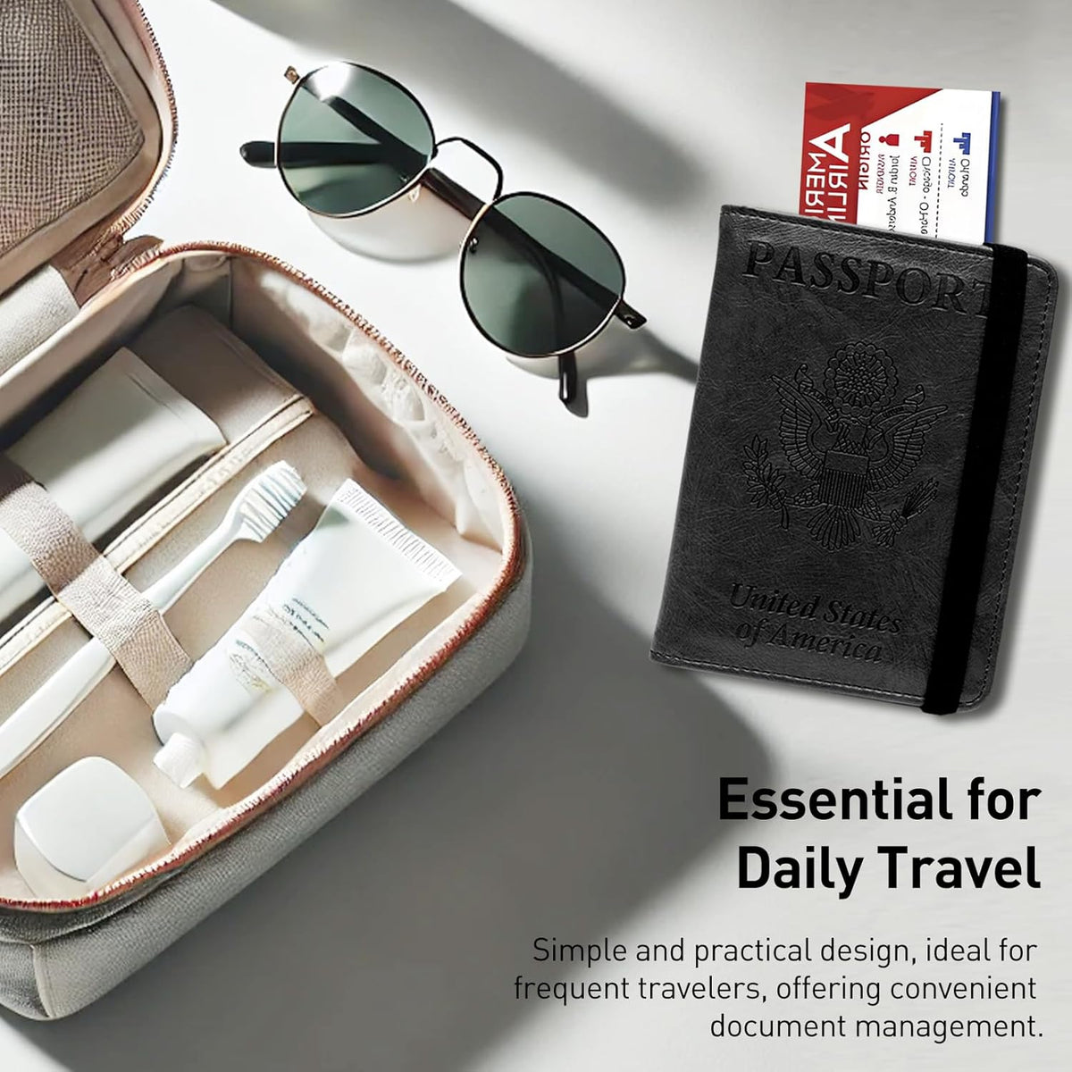 RFID Blocking Passport Holder Wallet – Leather Travel Case with Card Slots, Essential Travel Accessories for Men & Women