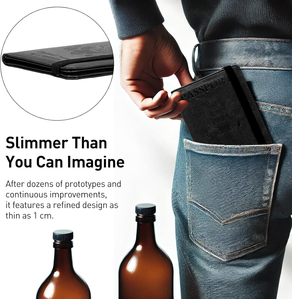 RFID Blocking Passport Holder Wallet – Leather Travel Case with Card Slots, Essential Travel Accessories for Men & Women