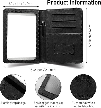 RFID Blocking Passport Holder Wallet – Leather Travel Case with Card Slots, Essential Travel Accessories for Men & Women