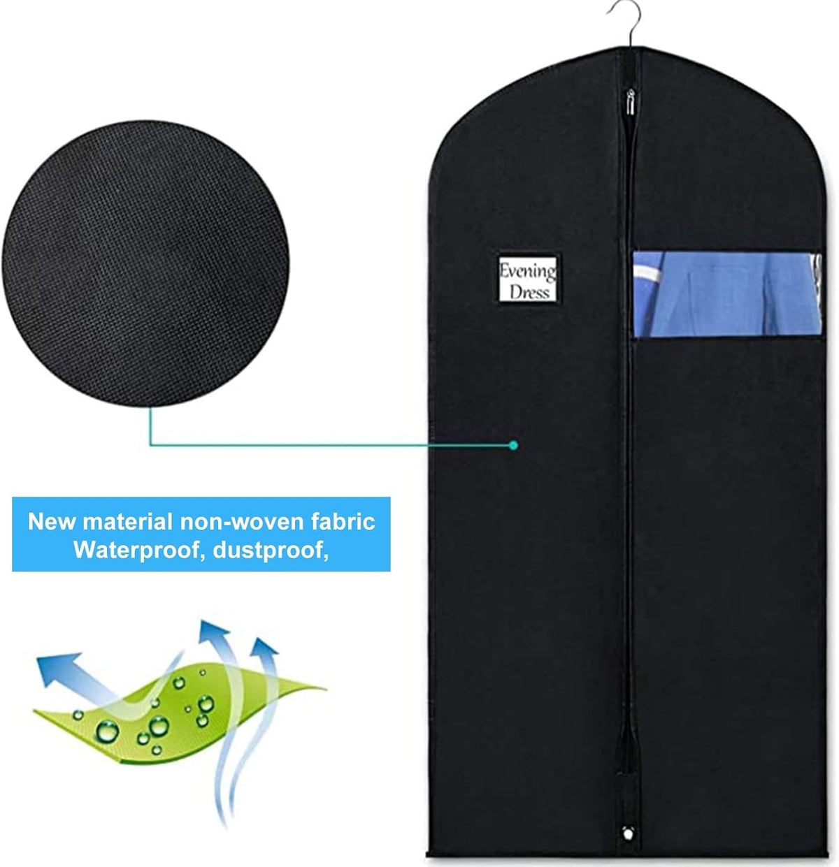 40 Inch Garment Bag Carry on Jackets Coat Shirts for Men Closet Storage Garment Bags for Travel Mens Suit Hanging Clothes Suit Bag, Garment Cover with Zipper Pockets Black L