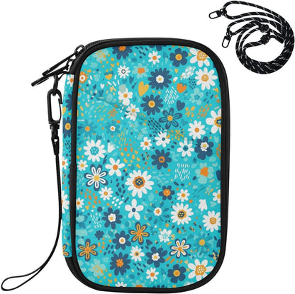 Flowers Dots Blue Passport Holder for Travel Wallet | Water Resistant Family Travel Document Pouch Credit Card Clutch Bag for Women Men