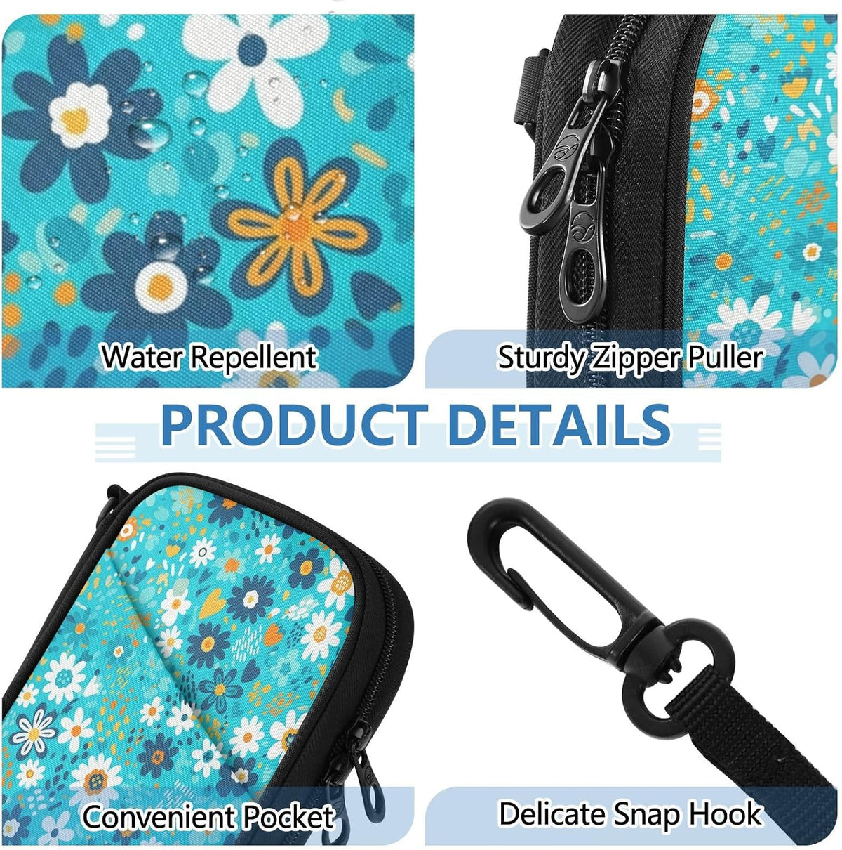 Flowers Dots Blue Passport Holder for Travel Wallet | Water Resistant Family Travel Document Pouch Credit Card Clutch Bag for Women Men