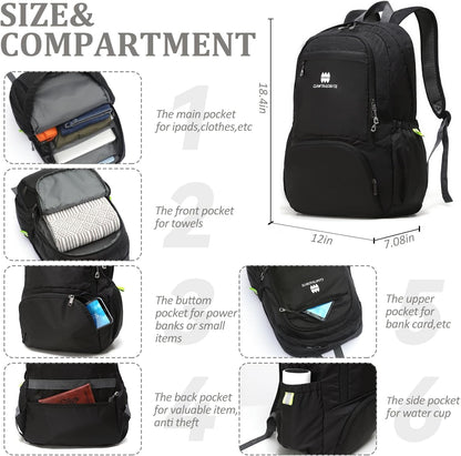 Lightweight Packable Small Hiking Backpack for Women Men - 20L Waterproof Foldable Daypack for Travel, Hiking, and Daily Use, Adjustable Chest Strap, Durable Nylon, Green