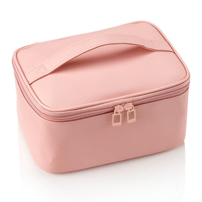 Pink Makeup Bag,Travel Makeup Organizer Bag, Large Capacity Cosmetic Bags For Women Large Travel Toiletry Bag Girls Traveling With Brush Slot And Divider