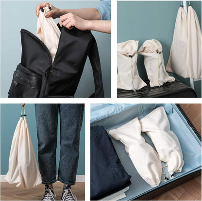 Shoe Storage Bags 100% Cotton with Drawstring for Men and Women for Travel Protecting and Storing Shoes