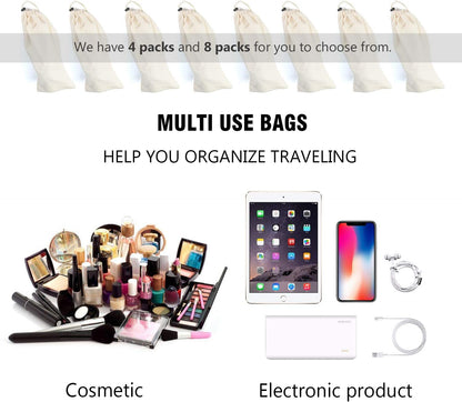 Shoe Storage Bags 100% Cotton with Drawstring for Men and Women for Travel Protecting and Storing Shoes