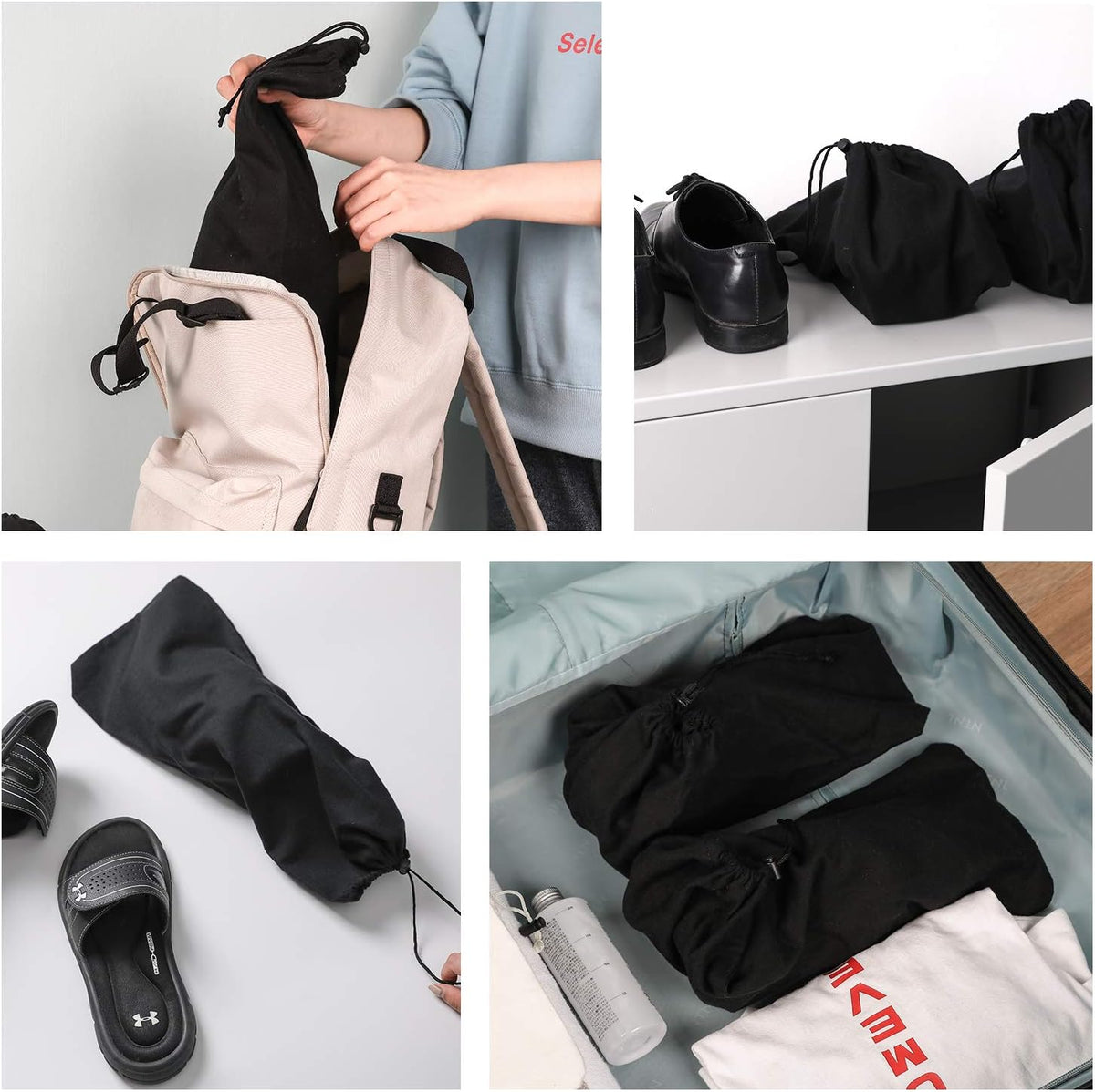 Shoe Storage Bags 100% Cotton with Drawstring for Men and Women for Travel Protecting and Storing Shoes