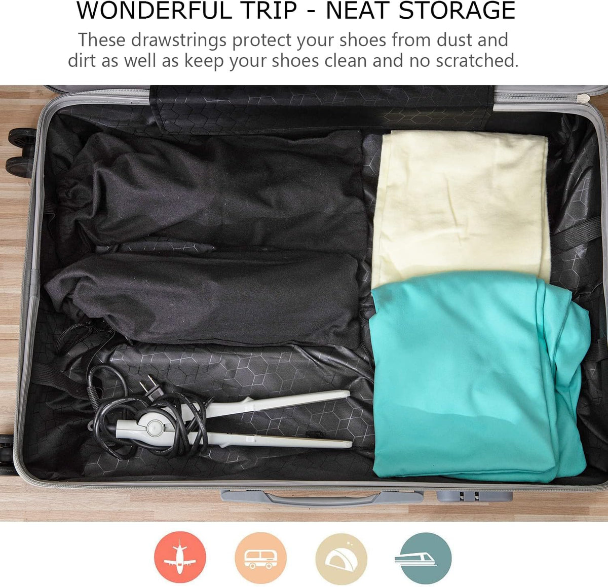 Shoe Storage Bags 100% Cotton with Drawstring for Men and Women for Travel Protecting and Storing Shoes