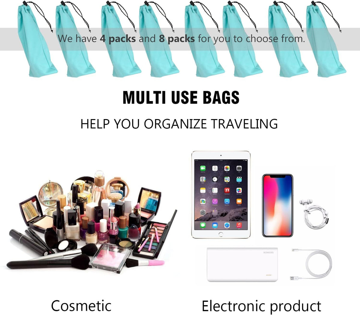 Shoe Storage Bags 100% Cotton with Drawstring for Men and Women for Travel Protecting and Storing Shoes