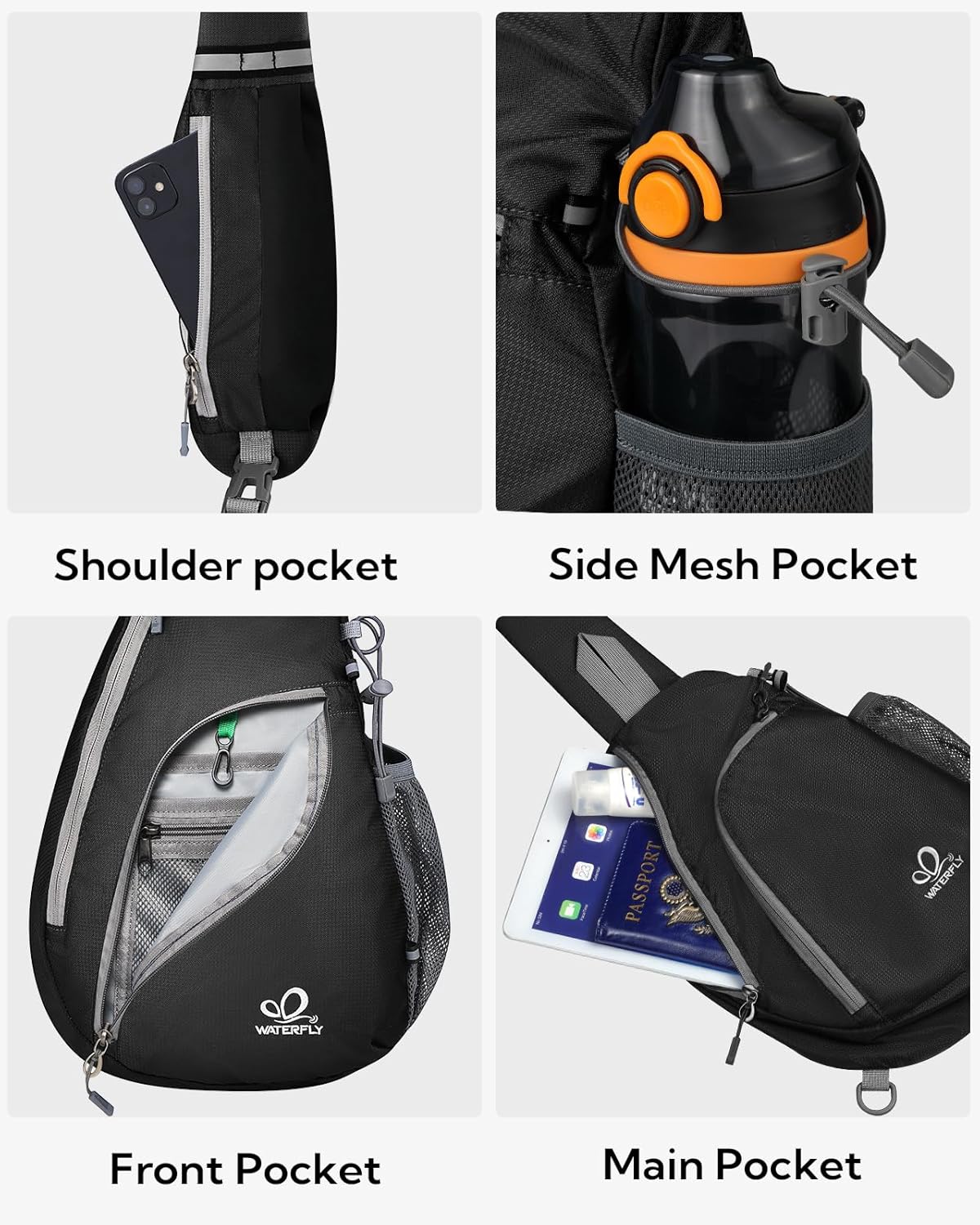 Crossbody Sling Bag, Small Shoulder Chest Backpack | Lightweight, Water Resistant, Travel Daypack for Hiking Walking and Daily Use, Fits Men and Women, Everyday Carry
