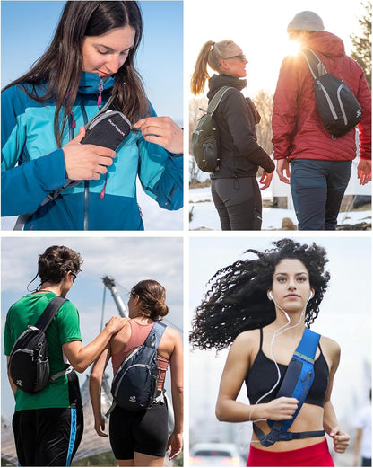 Crossbody Sling Bag, Small Shoulder Chest Backpack | Lightweight, Water Resistant, Travel Daypack for Hiking Walking and Daily Use, Fits Men and Women, Everyday Carry