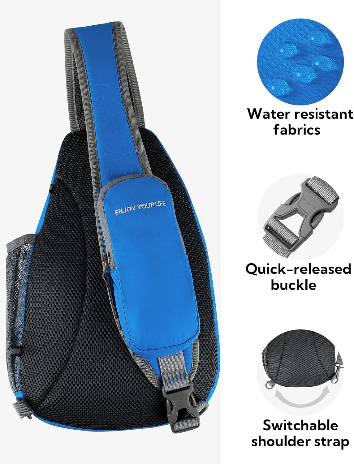 Crossbody Sling Bag, Small Shoulder Chest Backpack | Lightweight, Water Resistant, Travel Daypack for Hiking Walking and Daily Use, Fits Men and Women, Everyday Carry