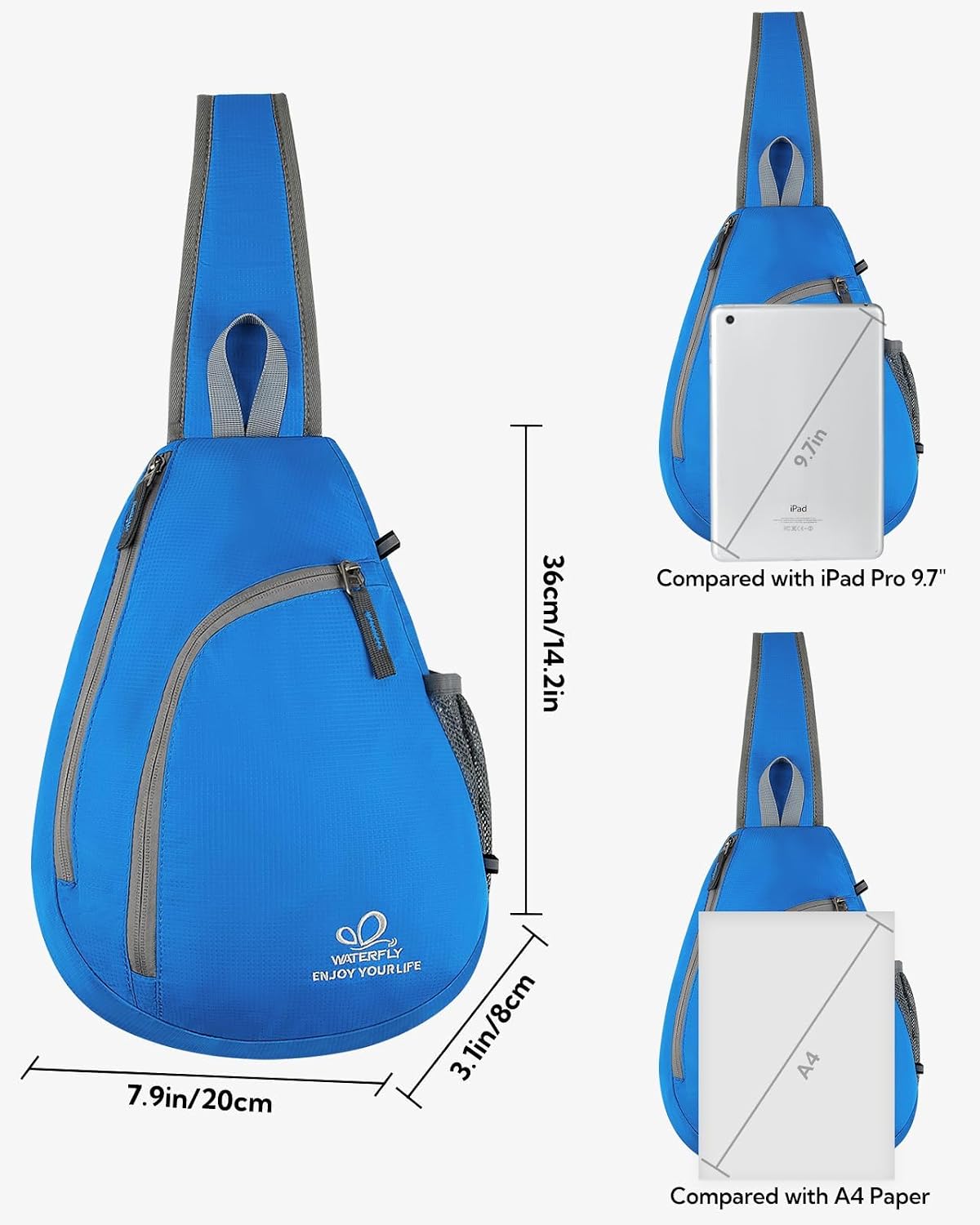 Crossbody Sling Bag, Small Shoulder Chest Backpack | Lightweight, Water Resistant, Travel Daypack for Hiking Walking and Daily Use, Fits Men and Women, Everyday Carry