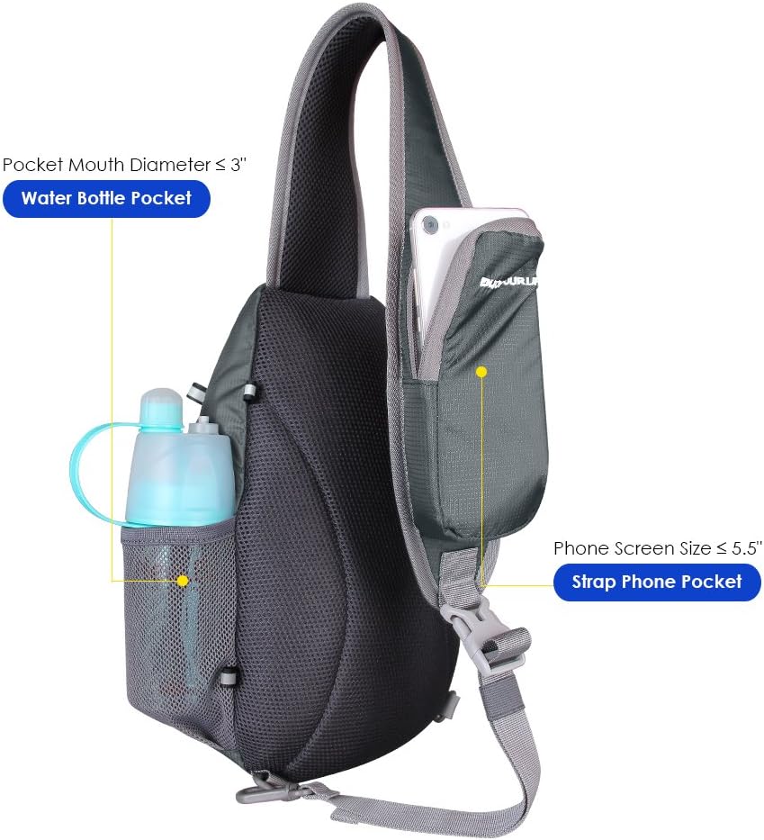Crossbody Sling Bag, Small Shoulder Chest Backpack | Lightweight, Water Resistant, Travel Daypack for Hiking Walking and Daily Use, Fits Men and Women, Everyday Carry