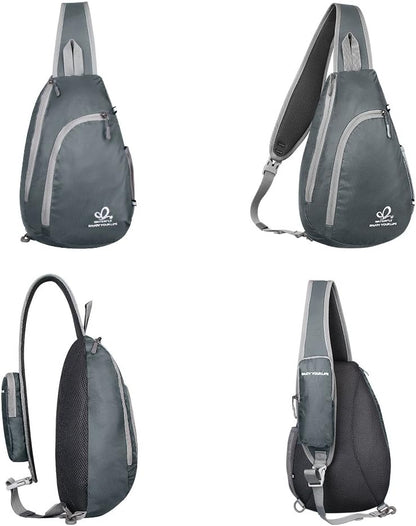 Crossbody Sling Bag, Small Shoulder Chest Backpack | Lightweight, Water Resistant, Travel Daypack for Hiking Walking and Daily Use, Fits Men and Women, Everyday Carry
