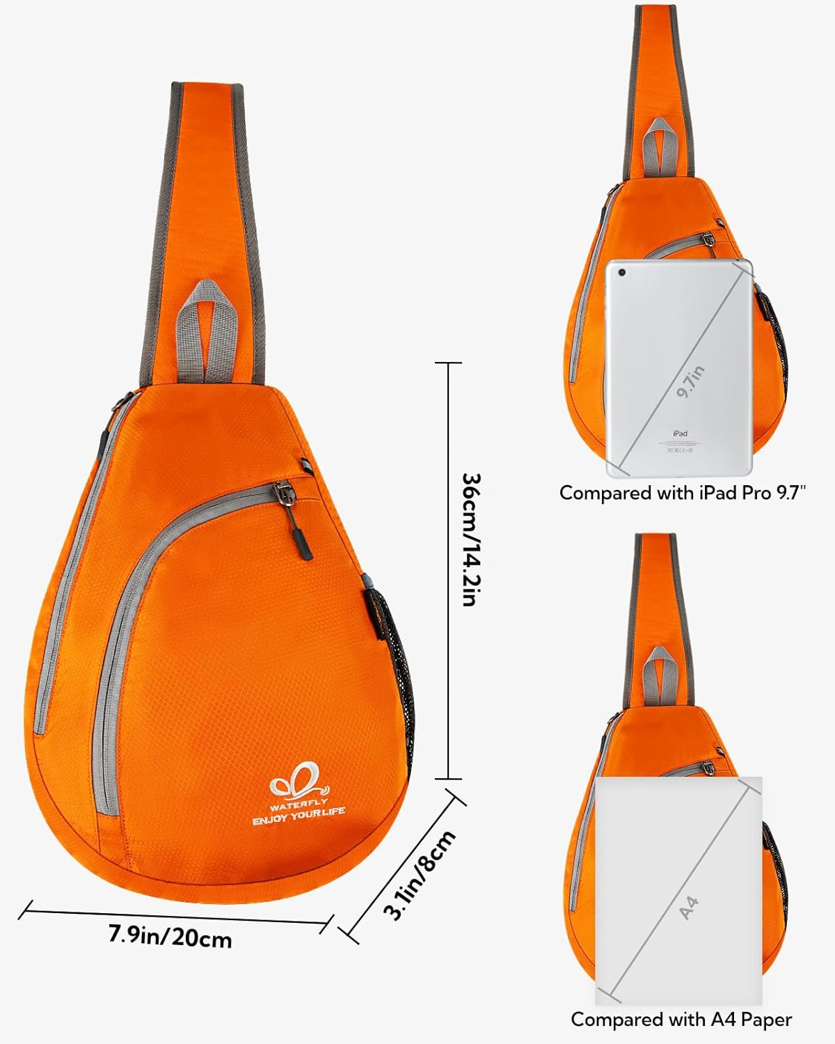 Crossbody Sling Bag, Small Shoulder Chest Backpack | Lightweight, Water Resistant, Travel Daypack for Hiking Walking and Daily Use, Fits Men and Women, Everyday Carry
