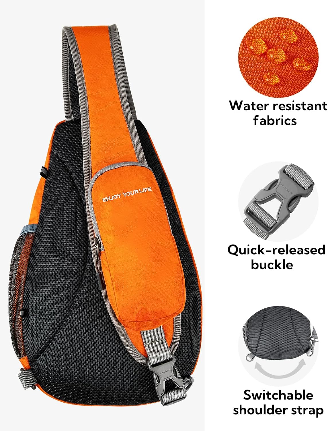 Crossbody Sling Bag, Small Shoulder Chest Backpack | Lightweight, Water Resistant, Travel Daypack for Hiking Walking and Daily Use, Fits Men and Women, Everyday Carry