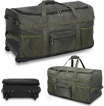 100L Heavy Duty Extra Large Foldable Travel Duffle Bag, 900D Oxford Cloth Water Resistant Lightweight Duffel for Men & Women, Red