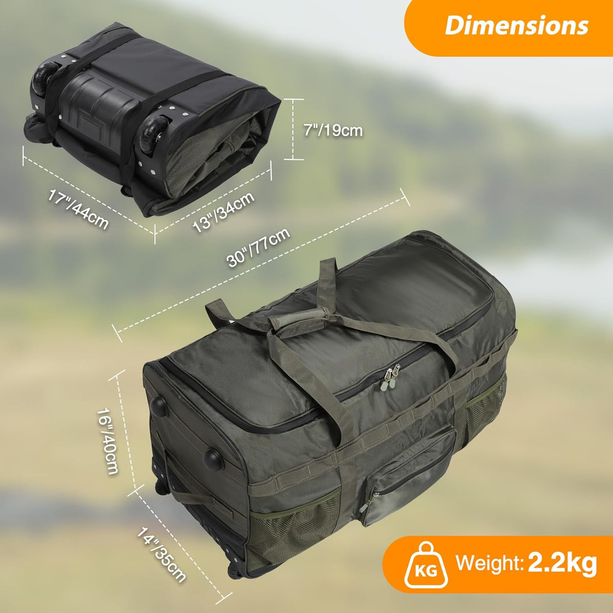 100L Heavy Duty Extra Large Foldable Travel Duffle Bag, 900D Oxford Cloth Water Resistant Lightweight Duffel for Men & Women, Red