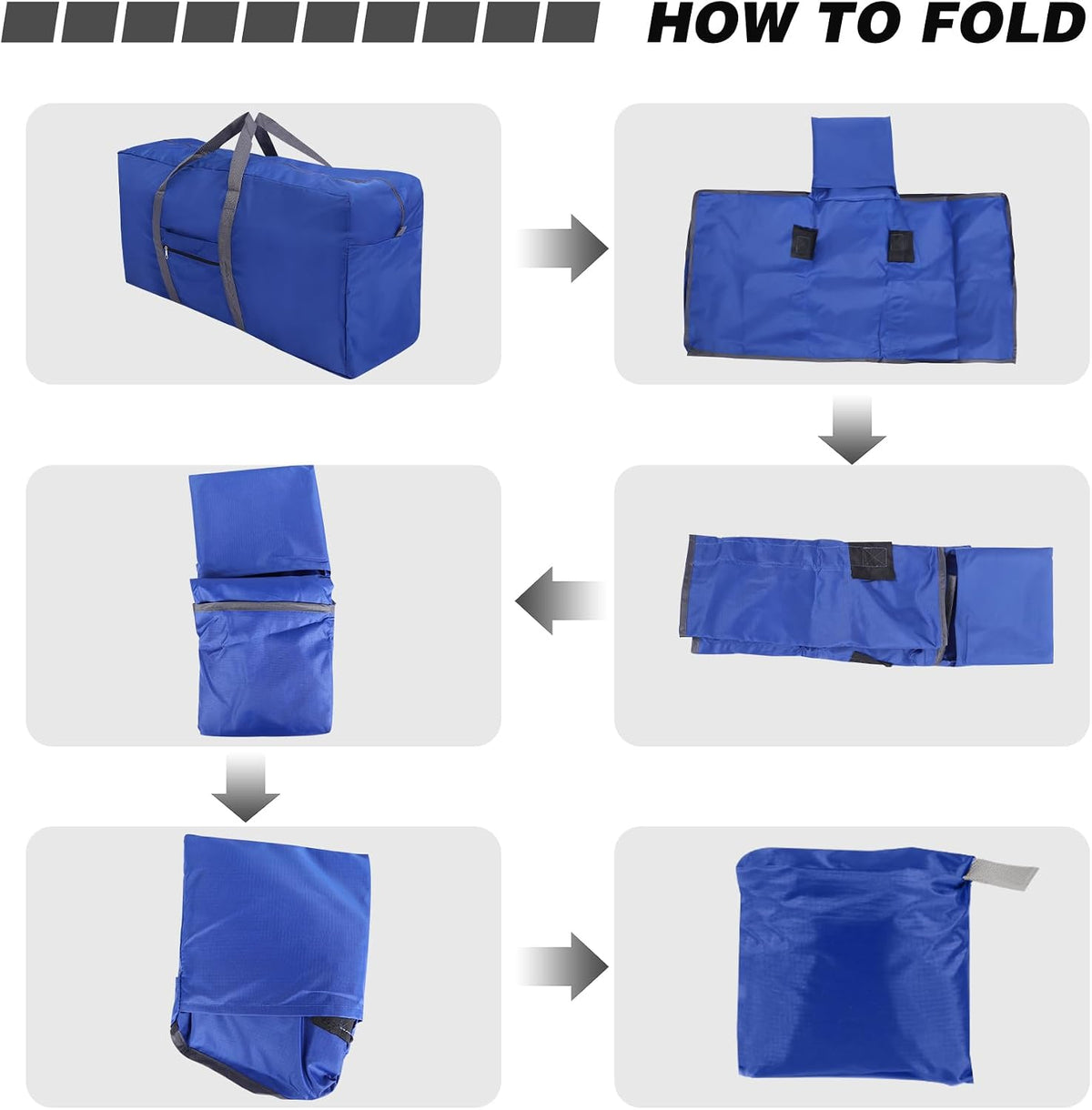 100L Heavy Duty Extra Large Foldable Travel Duffle Bag, 900D Oxford Cloth Water Resistant Lightweight Duffel for Men & Women, Red
