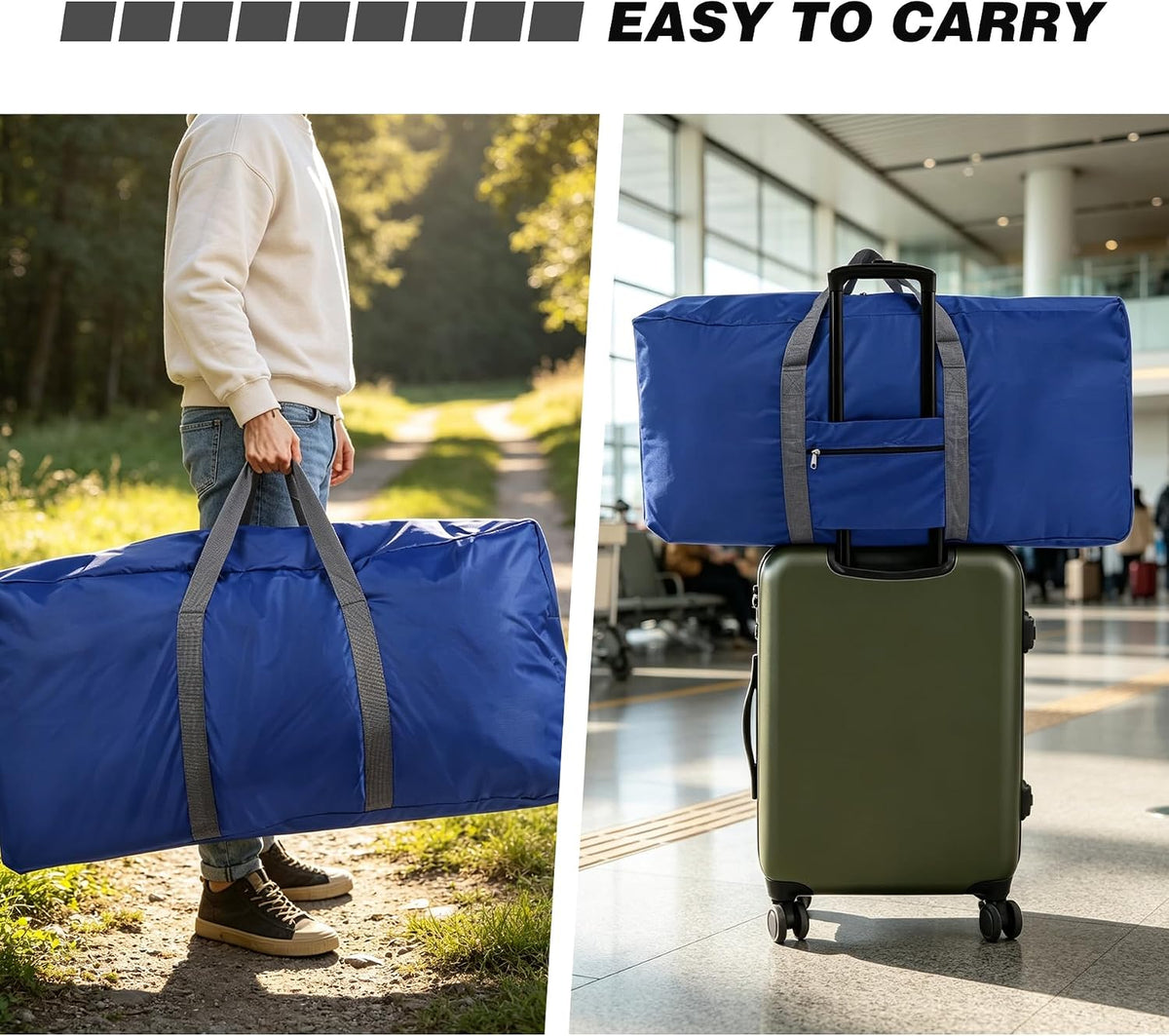 100L Heavy Duty Extra Large Foldable Travel Duffle Bag, 900D Oxford Cloth Water Resistant Lightweight Duffel for Men & Women, Red