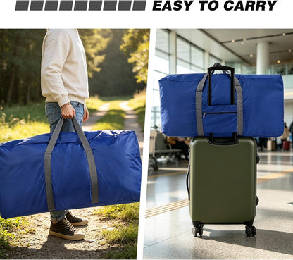 100L Heavy Duty Extra Large Foldable Travel Duffle Bag, 900D Oxford Cloth Water Resistant Lightweight Duffel for Men & Women, Red