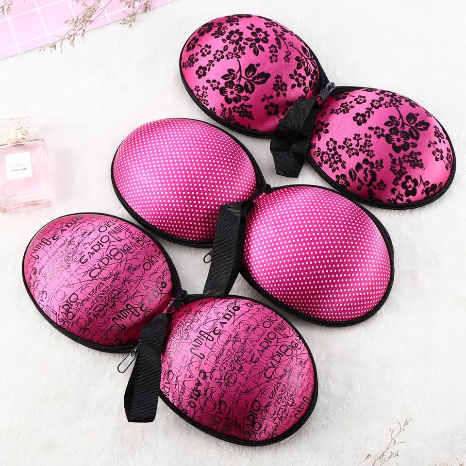 Bra Case Zippered Travel Organizer for Women-Compact Slightly Waterproof Lingerie Storage with Hand Strap