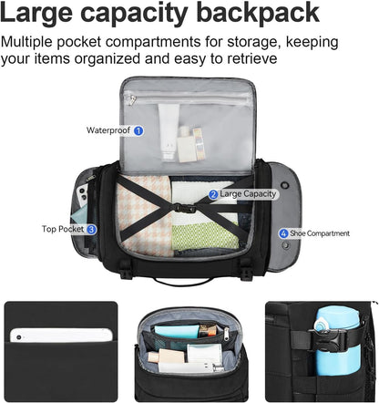 Carry On Travel Backpack Flight Approved Laptop Backpack Business Work Backpack for Women Men Large Capacity Casual Daypack with Wet/Dry Separation Pockets, Dark Green