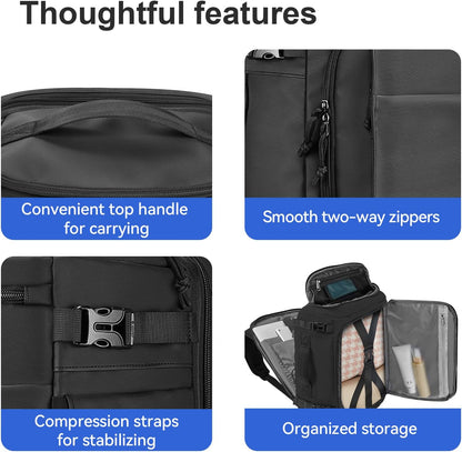 Carry On Travel Backpack Flight Approved Laptop Backpack Business Work Backpack for Women Men Large Capacity Casual Daypack with Wet/Dry Separation Pockets, Dark Green