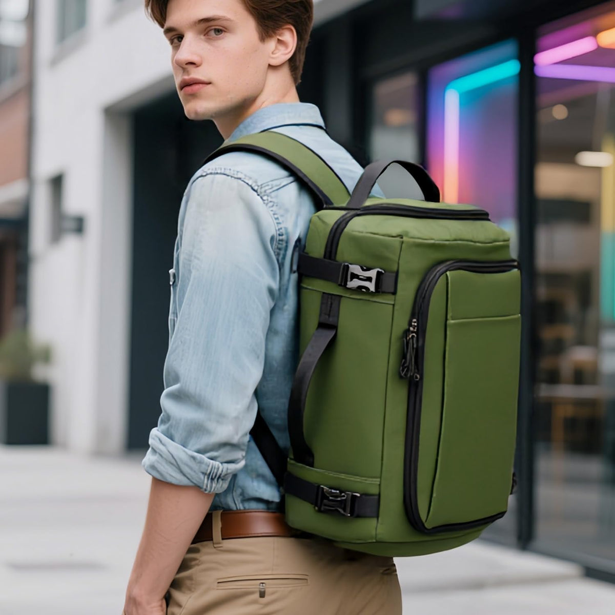 Carry On Travel Backpack Flight Approved Laptop Backpack Business Work Backpack for Women Men Large Capacity Casual Daypack with Wet/Dry Separation Pockets, Dark Green