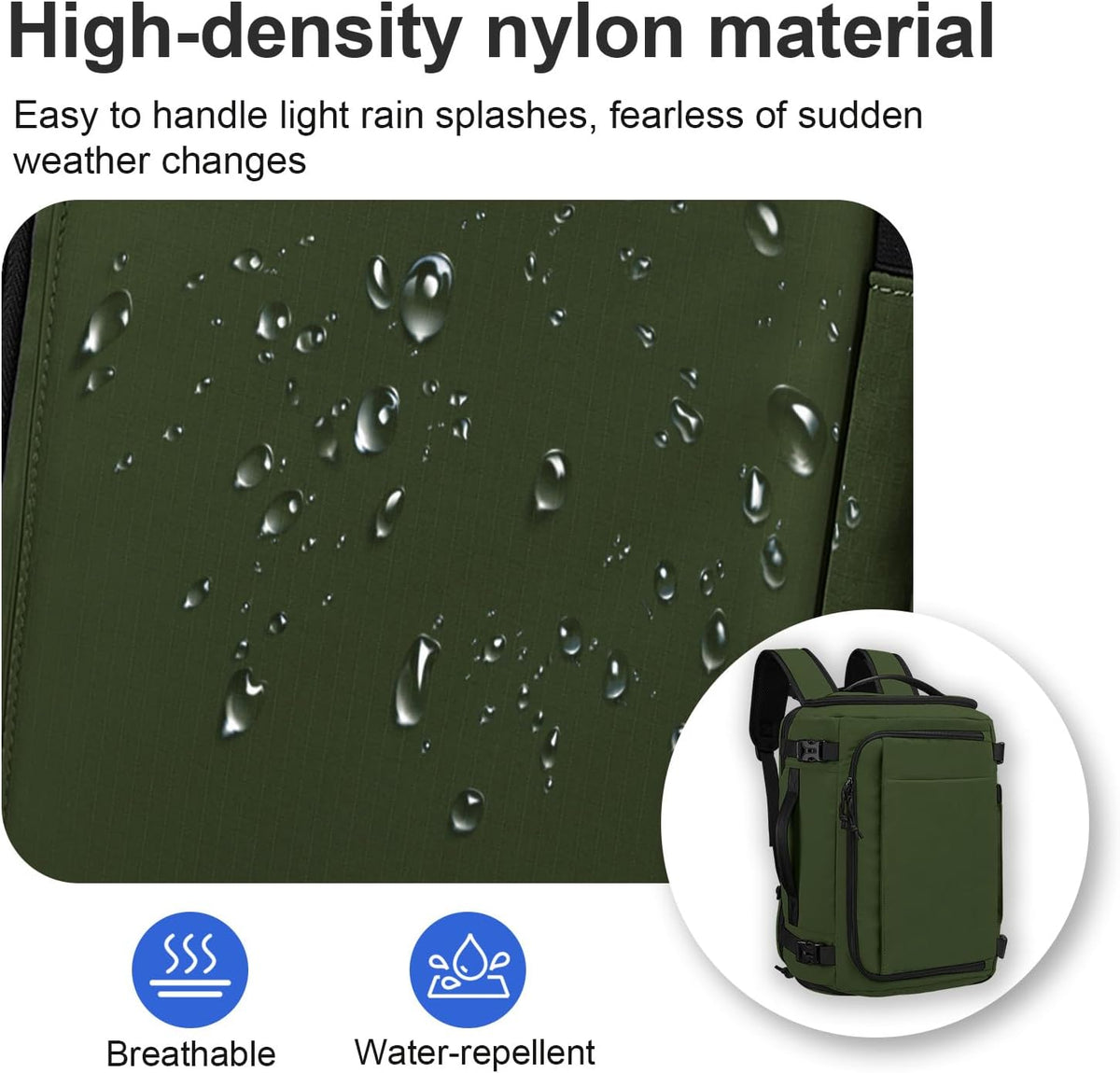 Carry On Travel Backpack Flight Approved Laptop Backpack Business Work Backpack for Women Men Large Capacity Casual Daypack with Wet/Dry Separation Pockets, Dark Green