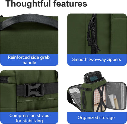 Carry On Travel Backpack Flight Approved Laptop Backpack Business Work Backpack for Women Men Large Capacity Casual Daypack with Wet/Dry Separation Pockets, Dark Green