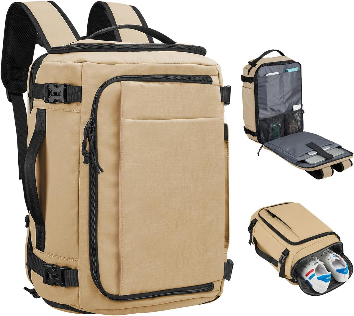 Carry On Travel Backpack Flight Approved Laptop Backpack Business Work Backpack for Women Men Large Capacity Casual Daypack with Wet/Dry Separation Pockets, Dark Green