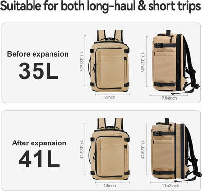 Carry On Travel Backpack Flight Approved Laptop Backpack Business Work Backpack for Women Men Large Capacity Casual Daypack with Wet/Dry Separation Pockets, Dark Green