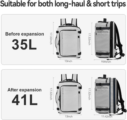 Carry On Travel Backpack Flight Approved Laptop Backpack Business Work Backpack for Women Men Large Capacity Casual Daypack with Wet/Dry Separation Pockets, Dark Green